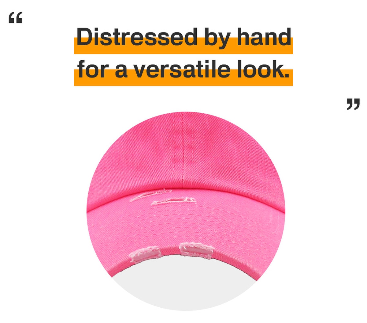 Neon Pink Distressed Vintage Baseball Cap Front View